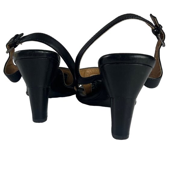 Sofft Open Toe Sandals Womens Black 10 M Leather Heeled Ankle Buckle - Picture 5 of 10